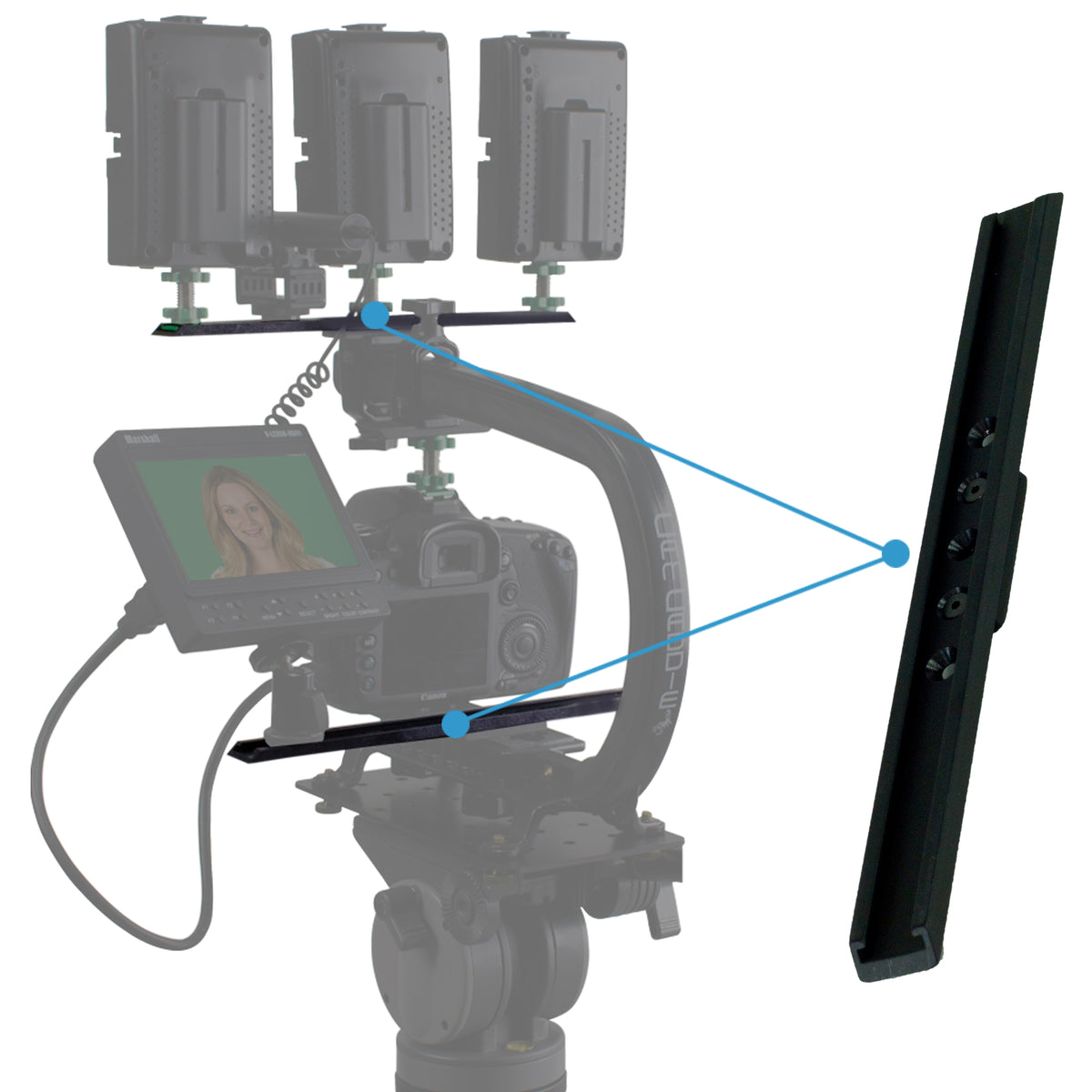 Cam Caddie 3 Piece Camera Stabilizer Accessory Kit - Includes: Accessory Shoe, 10&quot; Wing and 1/4&quot;-20 Flashner Mount - Cam Caddie - The Original Universal Stabilizing Camera Handle