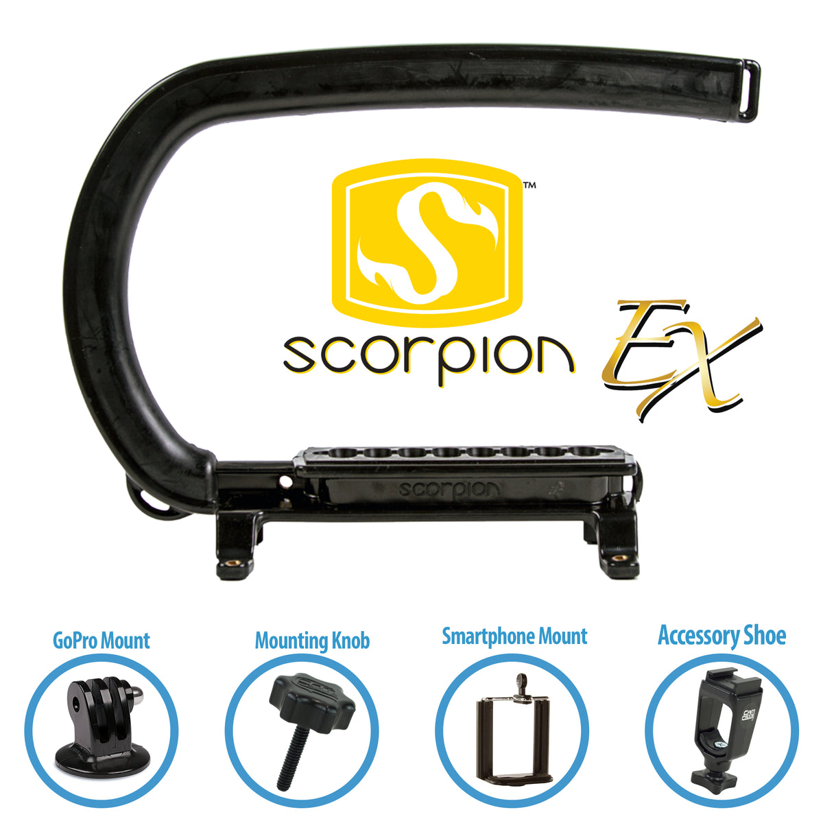 Cam Caddie Scorpion EX Expandable Camera Stabilizer - Skateboard Handle with Threaded Brass Feet - Cam Caddie - The Original Universal Stabilizing Camera Handle