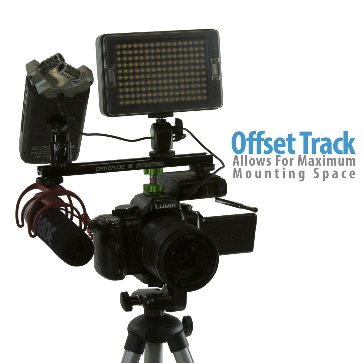 Cam Caddie 6 Inch Flashner Kit - Flash Shoe Extension Bracket for DSLR and Mirrorless Cameras - Cam Caddie - The Original Universal Stabilizing Camera Handle