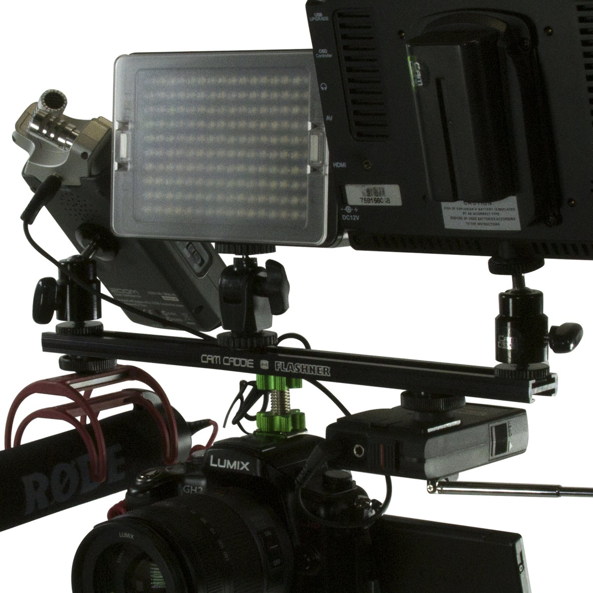 Cam Caddie 12 Inch Flashner Kit - Flash Shoe Extension Bracket for DSLR and Mirrorless Cameras - Cam Caddie - The Original Universal Stabilizing Camera Handle