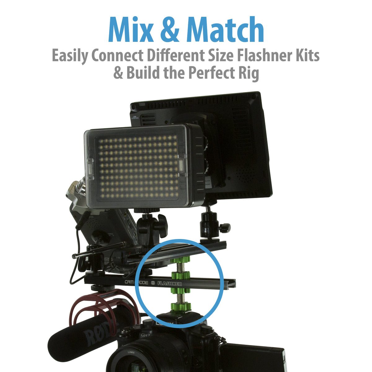 Cam Caddie 12 Inch Flashner Kit - Flash Shoe Extension Bracket for DSLR and Mirrorless Cameras - Cam Caddie - The Original Universal Stabilizing Camera Handle