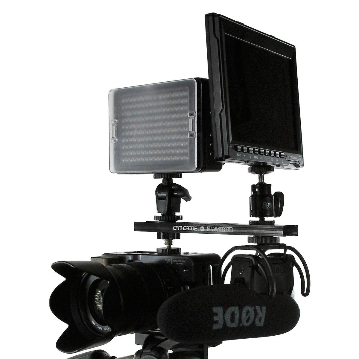 Cam Caddie 8 Inch 1/4”-20 Flashner Kit - Dual Sided Camera Flash Shoe Extension Bracket - Cam Caddie - The Original Universal Stabilizing Camera Handle