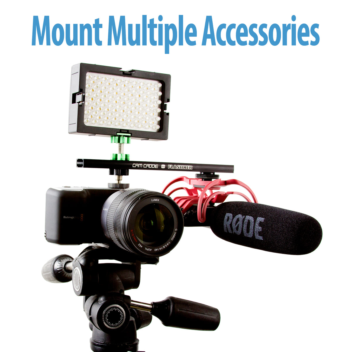 Cam Caddie 8 Inch 1/4”-20 Flashner Kit - Dual Sided Camera Flash Shoe Extension Bracket - Cam Caddie - The Original Universal Stabilizing Camera Handle