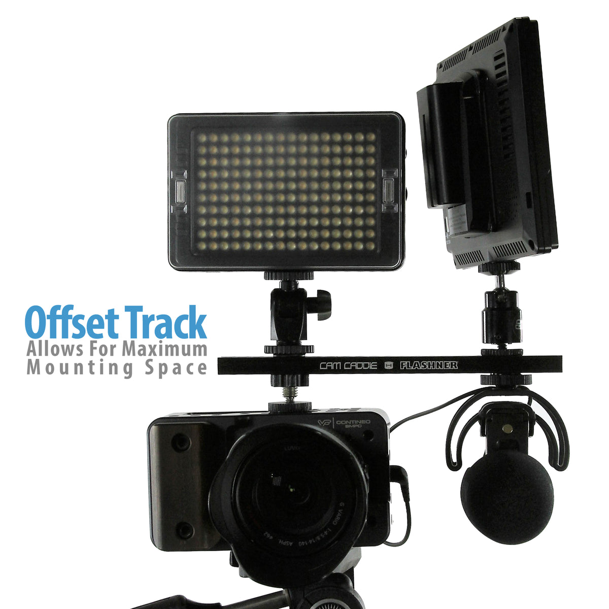 Cam Caddie 8 Inch 1/4”-20 Flashner Kit - Dual Sided Camera Flash Shoe Extension Bracket - Cam Caddie - The Original Universal Stabilizing Camera Handle