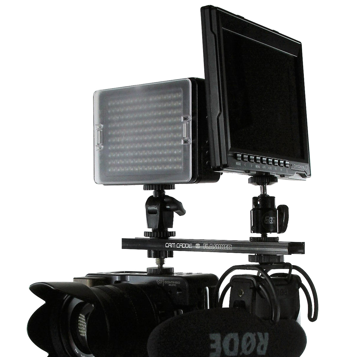 Cam Caddie 8 Inch 1/4”-20 Flashner Kit - Dual Sided Camera Flash Shoe Extension Bracket - Cam Caddie - The Original Universal Stabilizing Camera Handle