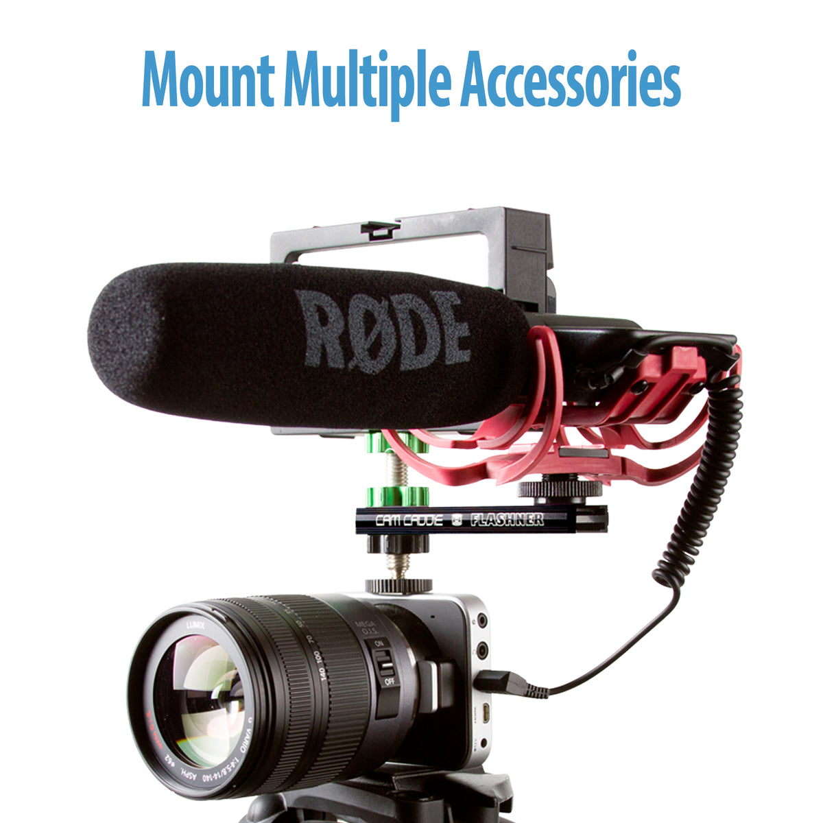 Cam Caddie 4 Inch 1/4”-20 Flashner Kit - Dual Sided Camera Flash Shoe Extension Bracket - Cam Caddie - The Original Universal Stabilizing Camera Handle