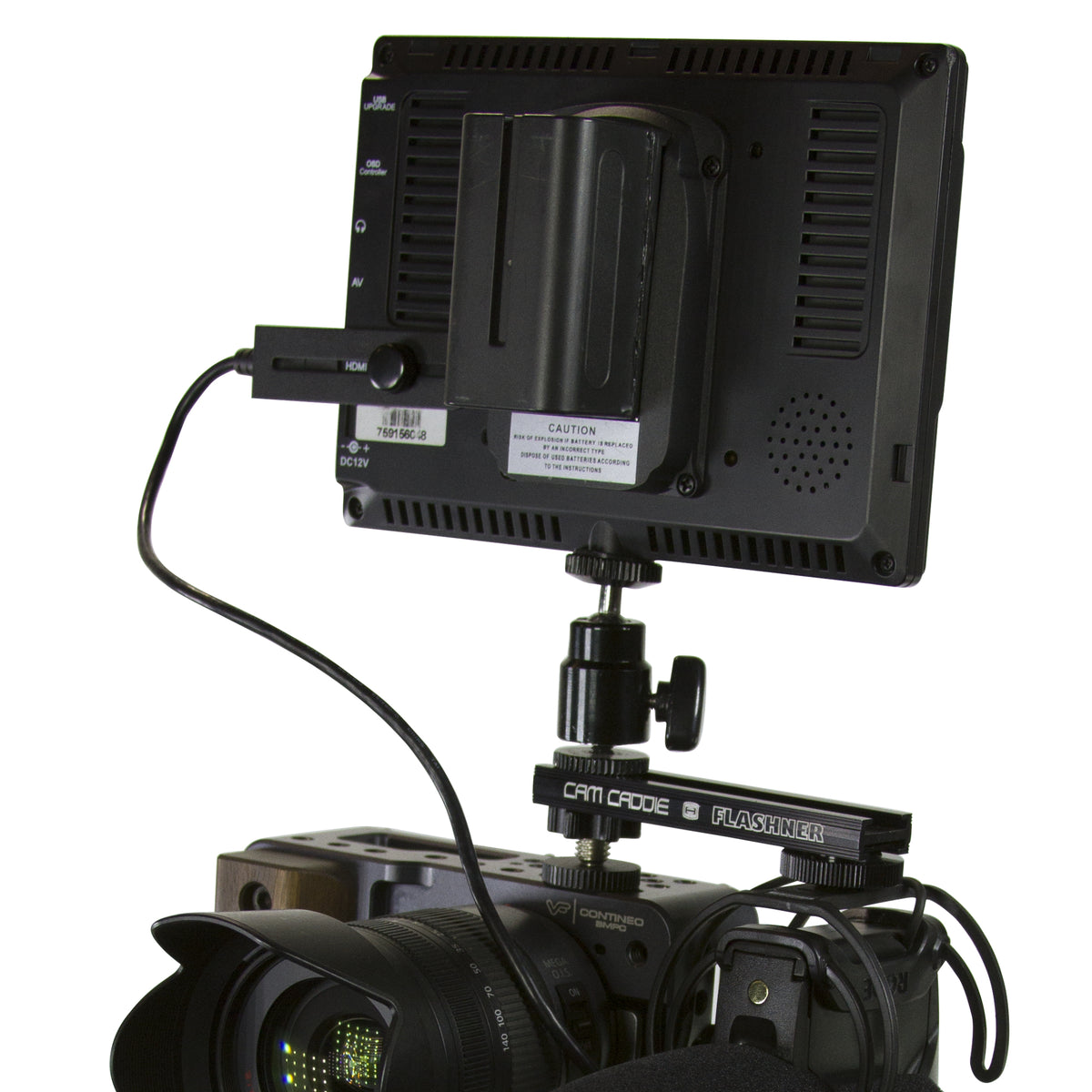 Cam Caddie 4 Inch 1/4”-20 Flashner Kit - Dual Sided Camera Flash Shoe Extension Bracket - Cam Caddie - The Original Universal Stabilizing Camera Handle