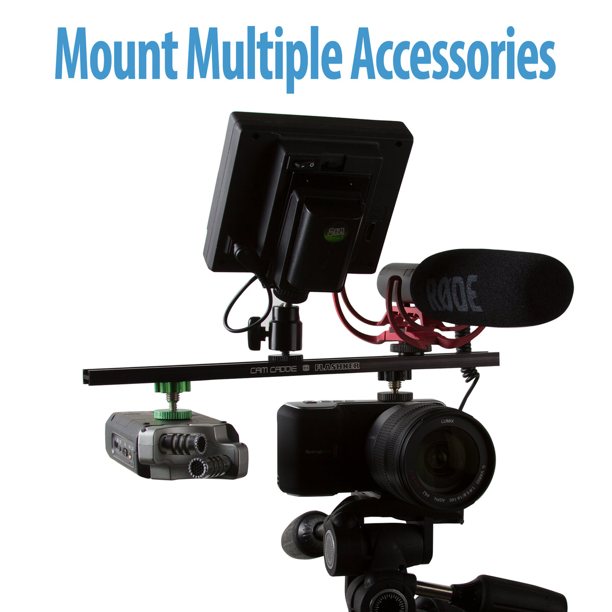Cam Caddie 12 Inch 1/4”-20 Flashner Kit - Dual Sided Camera Stabilizer Flash Shoe Extension Bracket - Cam Caddie - The Original Universal Stabilizing Camera Handle