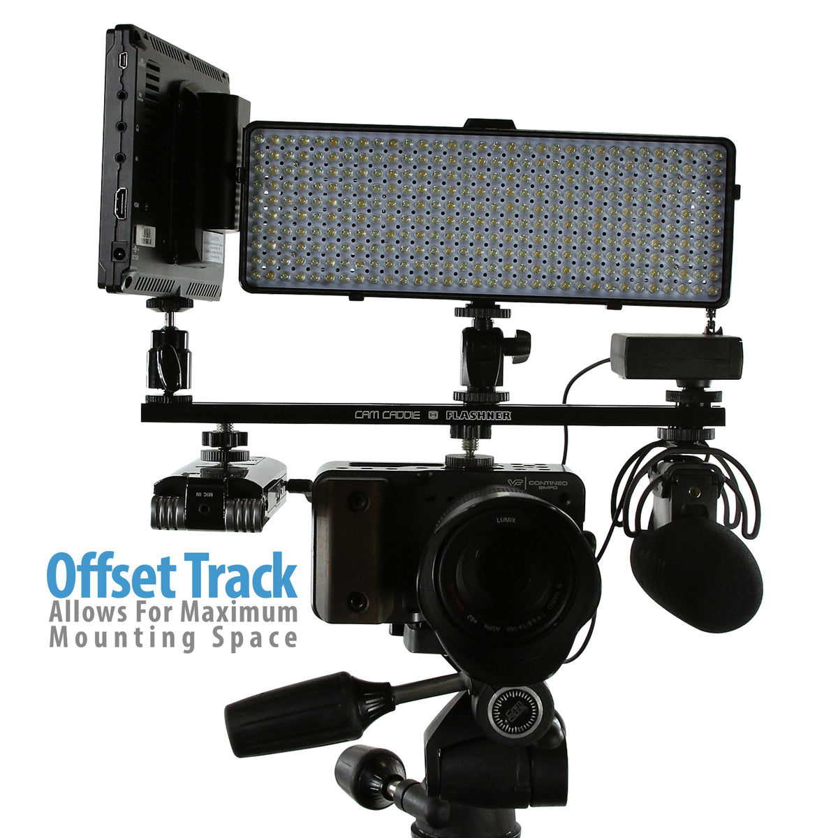 Cam Caddie 12 Inch 1/4”-20 Flashner Kit - Dual Sided Camera Stabilizer Flash Shoe Extension Bracket - Cam Caddie - The Original Universal Stabilizing Camera Handle