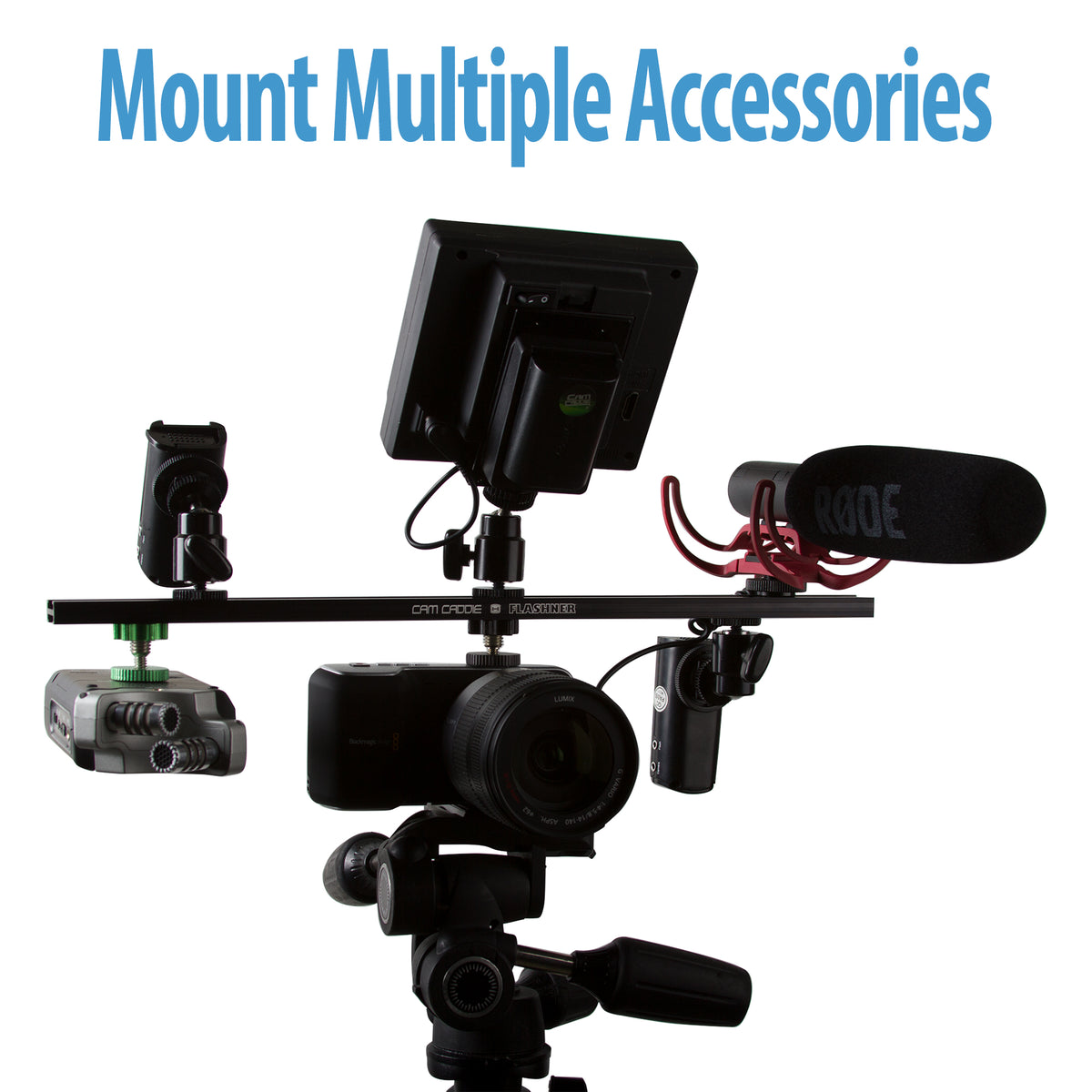 Cam Caddie 16 Inch 1/4”-20 Flashner Kit - Dual Sided Camera Flash Shoe Extension Bracket - Cam Caddie - The Original Universal Stabilizing Camera Handle