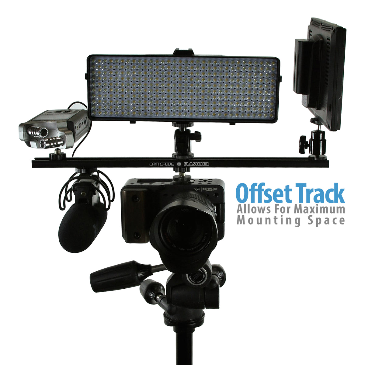 Cam Caddie 16 Inch 1/4”-20 Flashner Kit - Dual Sided Camera Flash Shoe Extension Bracket - Cam Caddie - The Original Universal Stabilizing Camera Handle