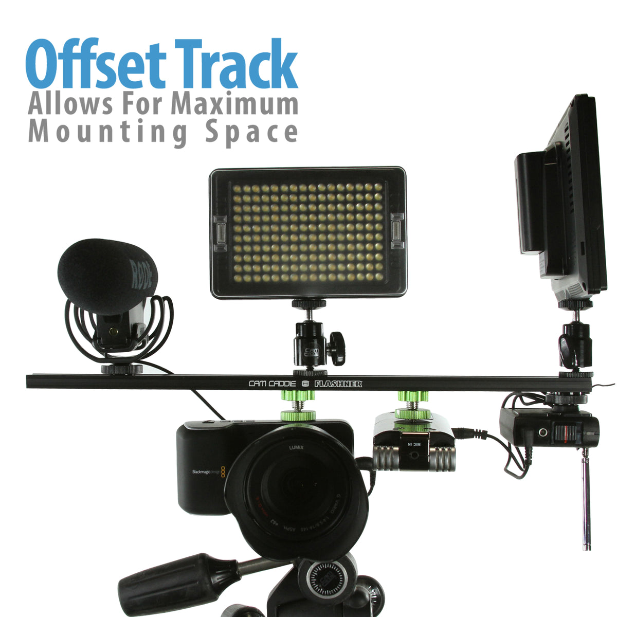 Cam Caddie 16 Inch 1/4”-20 Flashner Kit - Dual Sided Camera Flash Shoe Extension Bracket - Cam Caddie - The Original Universal Stabilizing Camera Handle