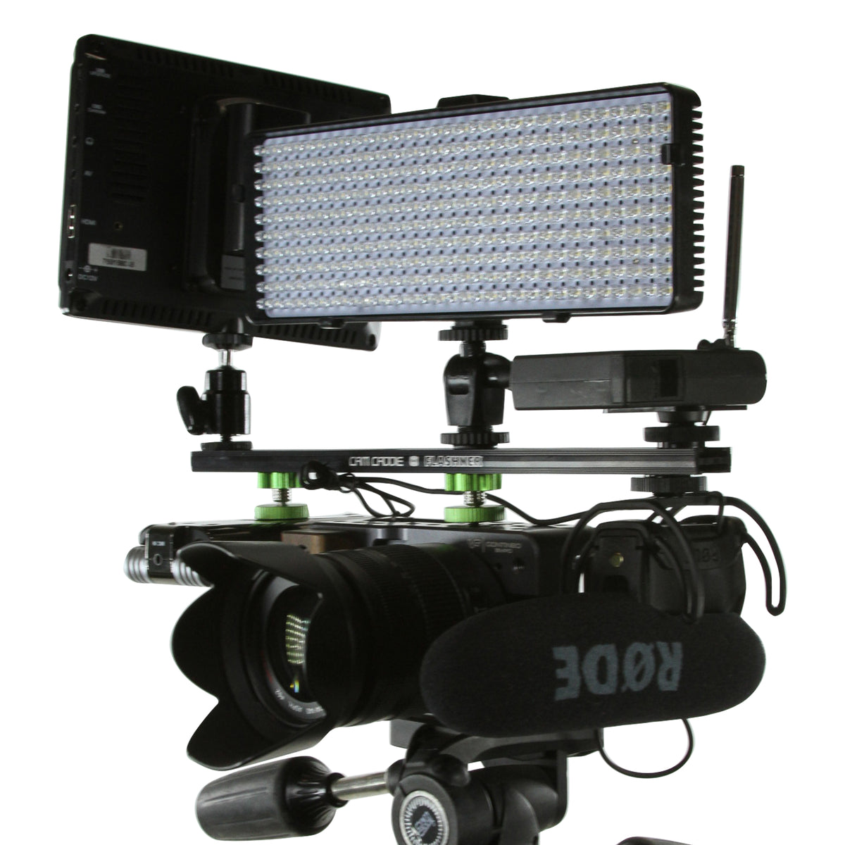 Cam Caddie 16 Inch 1/4”-20 Flashner Kit - Dual Sided Camera Flash Shoe Extension Bracket - Cam Caddie - The Original Universal Stabilizing Camera Handle