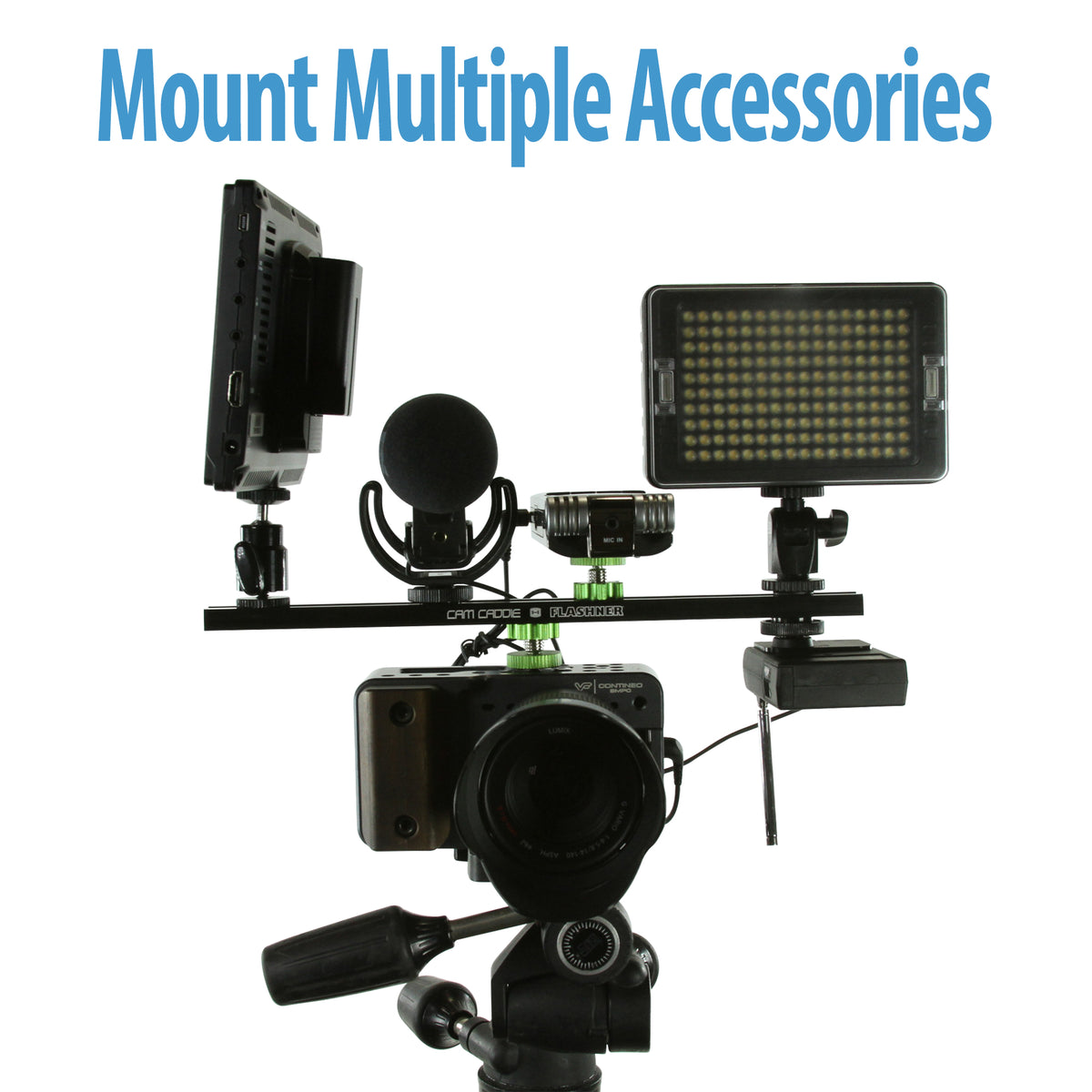 Cam Caddie 12 Inch 1/4”-20 Flashner Kit - Dual Sided Camera Stabilizer Flash Shoe Extension Bracket - Cam Caddie - The Original Universal Stabilizing Camera Handle