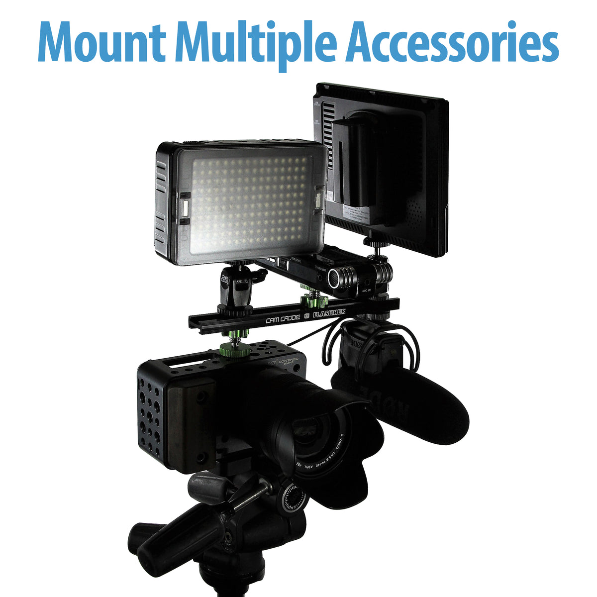 Cam Caddie 8 Inch 1/4”-20 Flashner Kit - Dual Sided Camera Flash Shoe Extension Bracket - Cam Caddie - The Original Universal Stabilizing Camera Handle