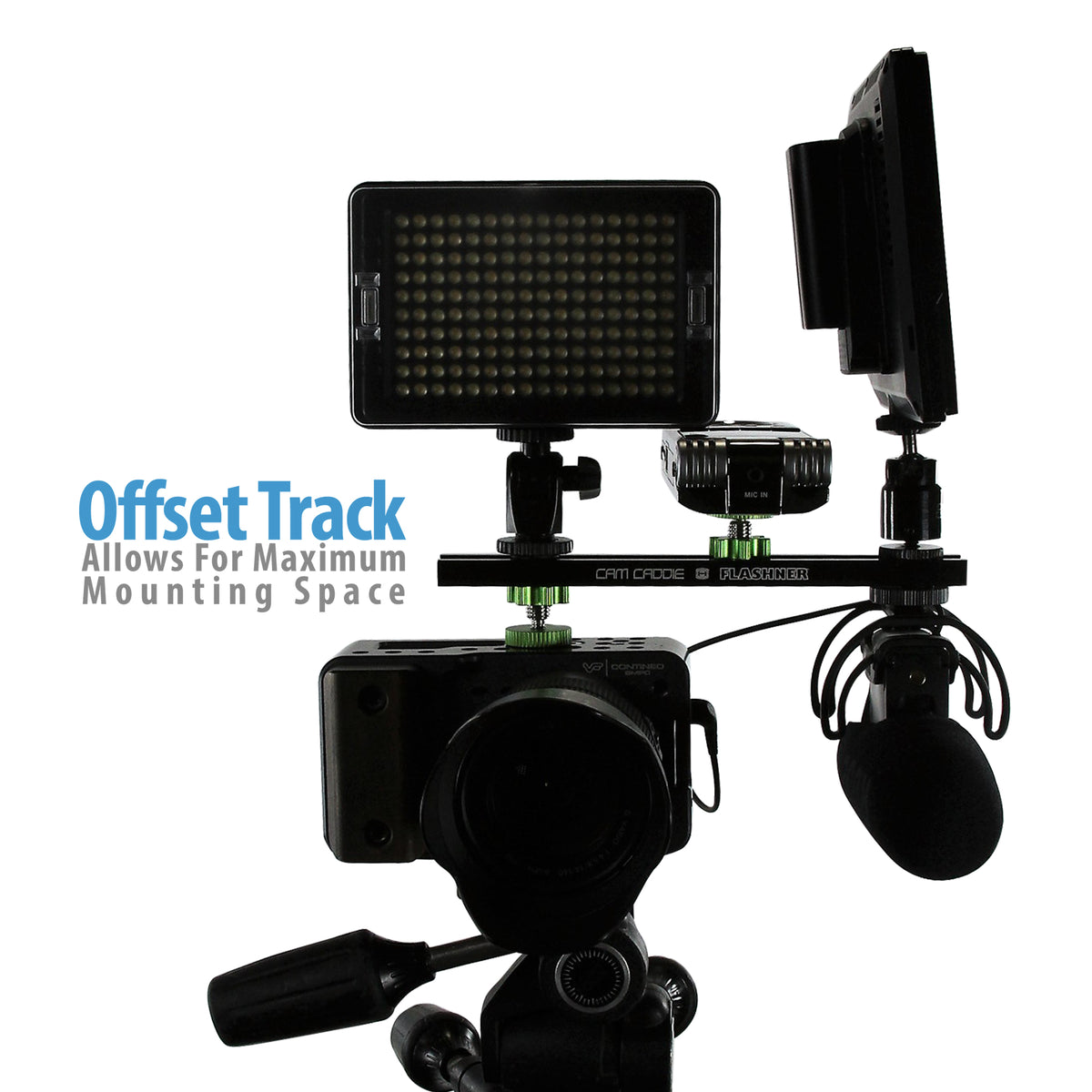 Cam Caddie 8 Inch 1/4”-20 Flashner Kit - Dual Sided Camera Flash Shoe Extension Bracket - Cam Caddie - The Original Universal Stabilizing Camera Handle