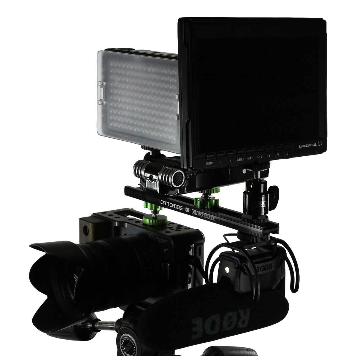 Cam Caddie 8 Inch 1/4”-20 Flashner Kit - Dual Sided Camera Flash Shoe Extension Bracket - Cam Caddie - The Original Universal Stabilizing Camera Handle