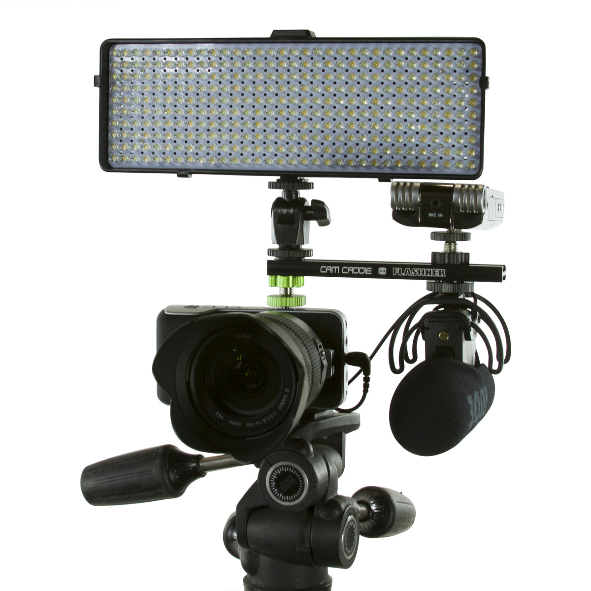 Cam Caddie 6 Inch 1/4”-20 Flashner Kit - Dual Sided Camera Flash Shoe Extension Bracket - Cam Caddie - The Original Universal Stabilizing Camera Handle