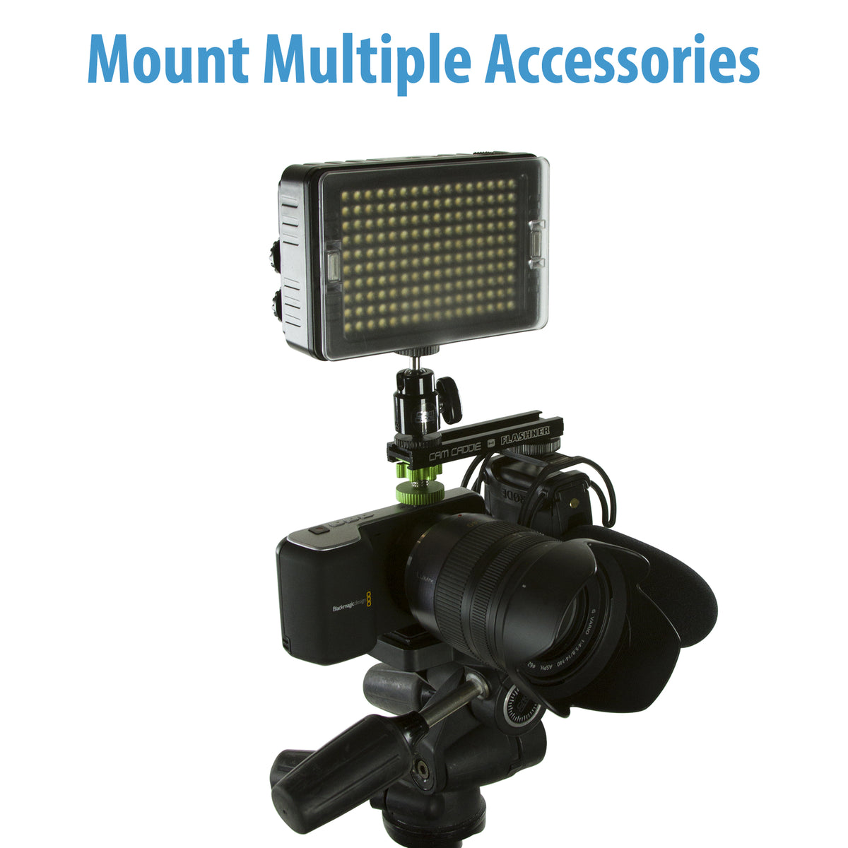 Cam Caddie 4 Inch 1/4”-20 Flashner Kit - Dual Sided Camera Flash Shoe Extension Bracket - Cam Caddie - The Original Universal Stabilizing Camera Handle