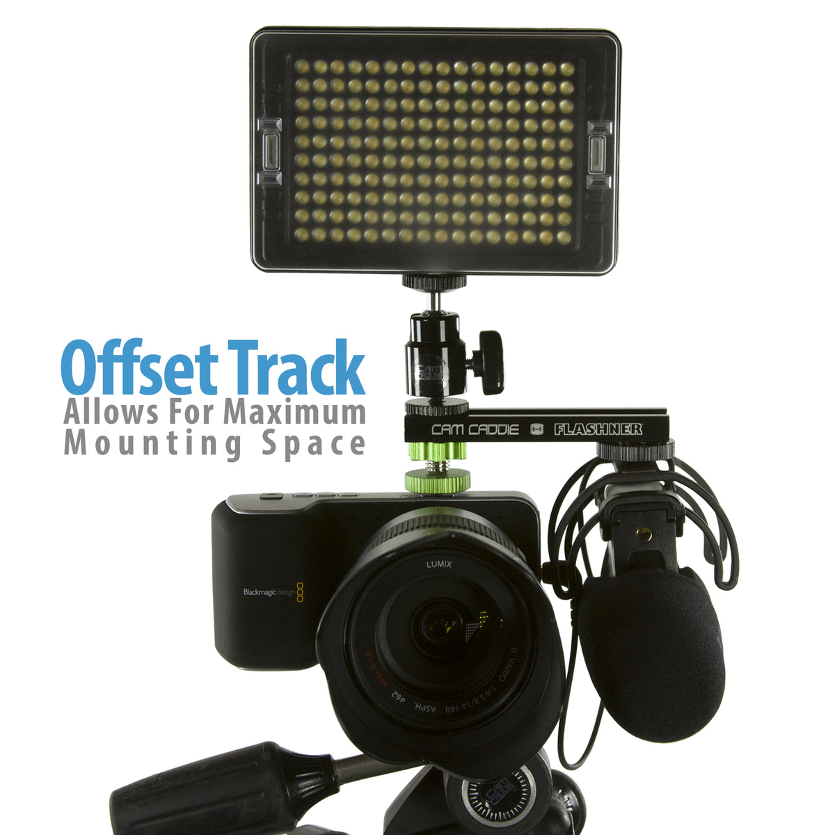 Cam Caddie 4 Inch 1/4”-20 Flashner Kit - Dual Sided Camera Flash Shoe Extension Bracket - Cam Caddie - The Original Universal Stabilizing Camera Handle