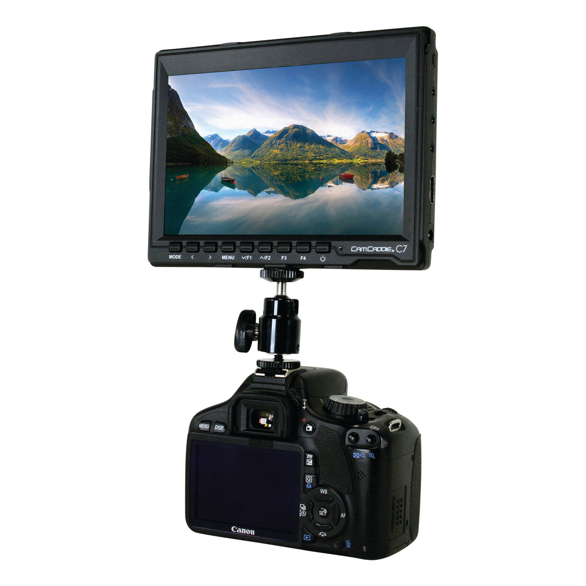 Cam Caddie C7 7&quot; 1280 x 800 HD IPS Field Monitor + Canon LP-E6 Battery Plate - Cam Caddie - The Original Universal Stabilizing Camera Handle