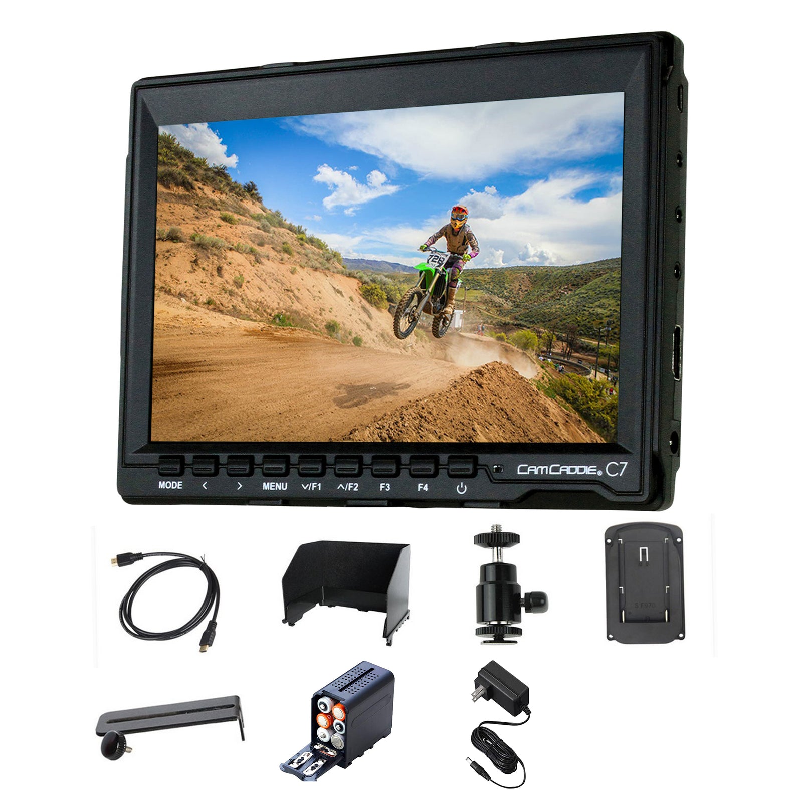 Cam Caddie C7 7" 1280 x 800 HD IPS Field Monitor with AC Power Supply - Cam Caddie - The Original Universal Stabilizing Camera Handle