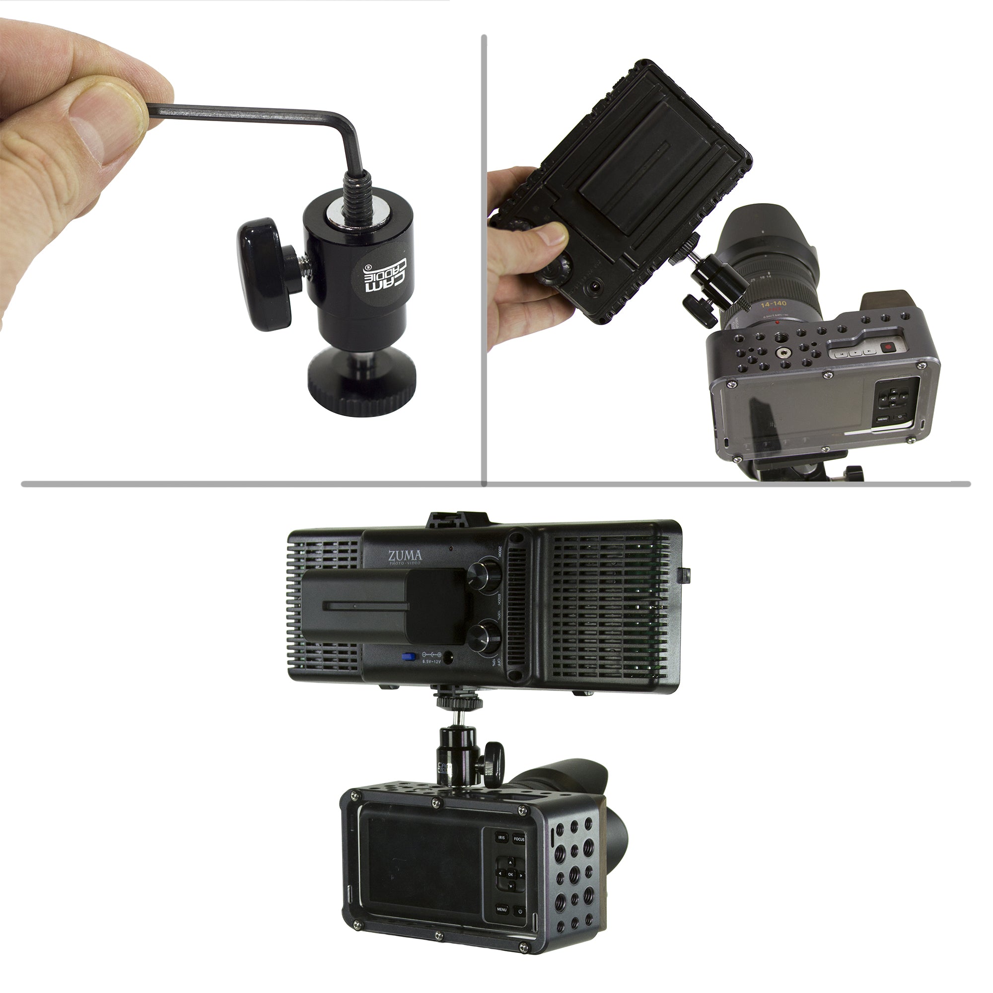 Testa A Sfera CAMVATE Con Super Morsetto Per Monitor, Luci E Action Cam – Carico 3 Kg