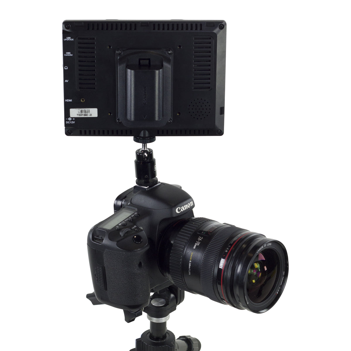 Cam Caddie C7 7&quot; 1280 x 800 HD IPS Field Monitor + Canon LP-E6 Battery Plate + EU Compatible Power Supply - Cam Caddie - The Original Universal Stabilizing Camera Handle