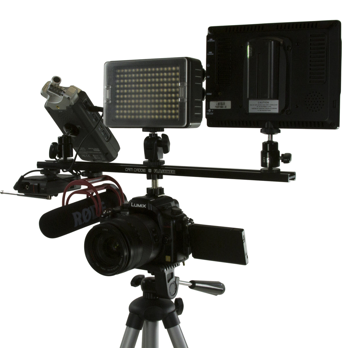 Cam Caddie 16 Inch Flashner Kit - Flash Shoe Extension Bracket for DSLR and Mirrorless Cameras - Cam Caddie - The Original Universal Stabilizing Camera Handle