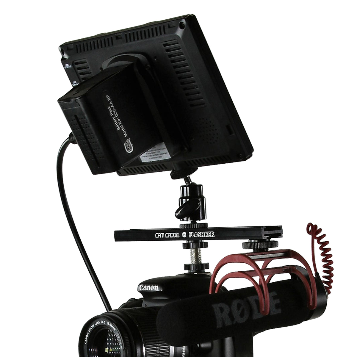 Cam Caddie 8 Inch Flashner Kit - Flash Shoe Extension Bracket for DSLR and Mirrorless Cameras - Cam Caddie - The Original Universal Stabilizing Camera Handle