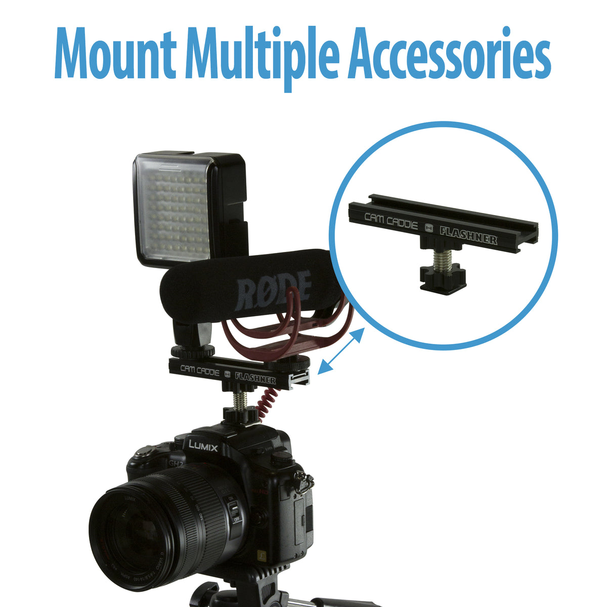 Cam Caddie 4 Inch Flashner Kit - Flash Shoe Extension Bracket for DSLR and Mirrorless Cameras - Cam Caddie - The Original Universal Stabilizing Camera Handle