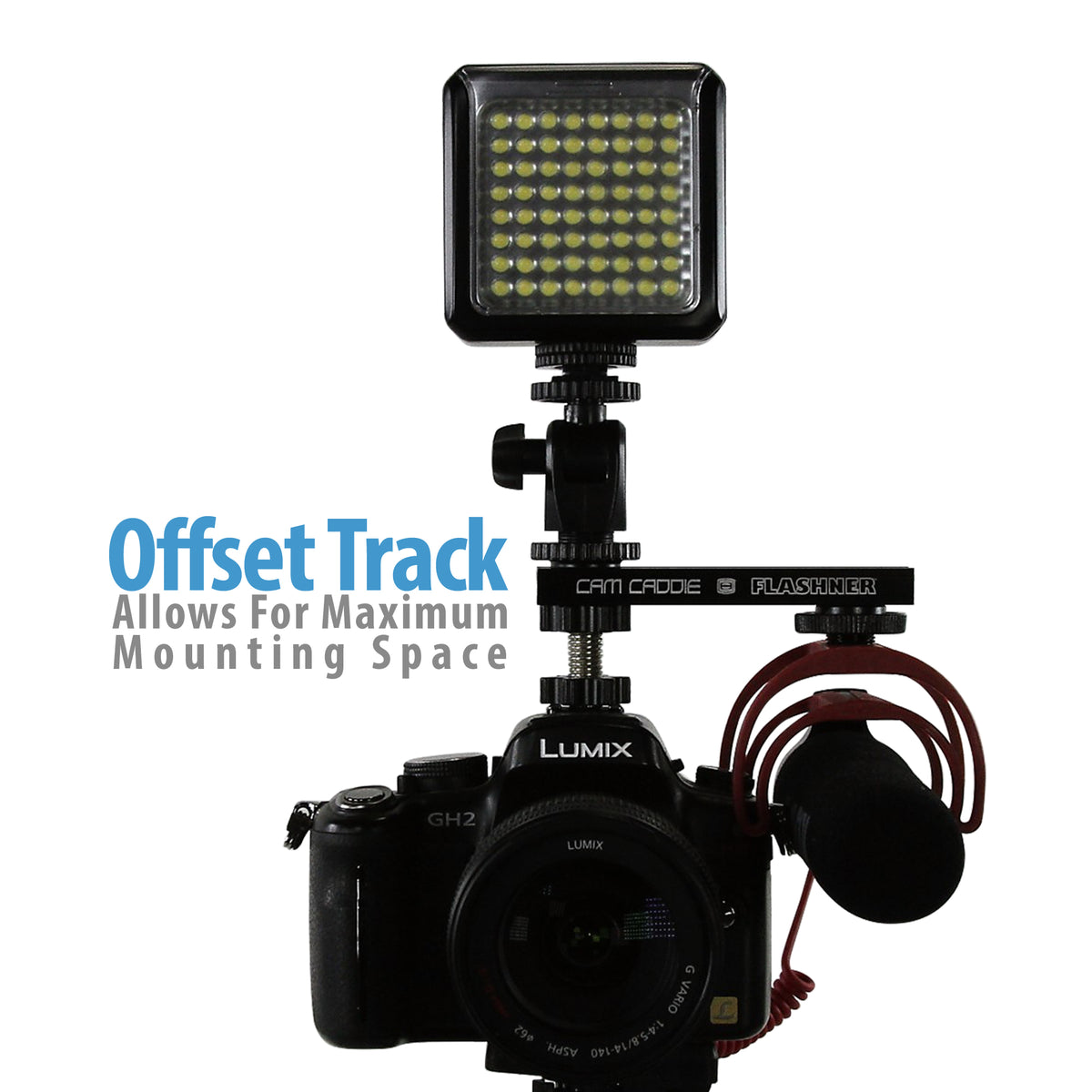 Cam Caddie 4 Inch Flashner Kit - Flash Shoe Extension Bracket for DSLR and Mirrorless Cameras - Cam Caddie - The Original Universal Stabilizing Camera Handle