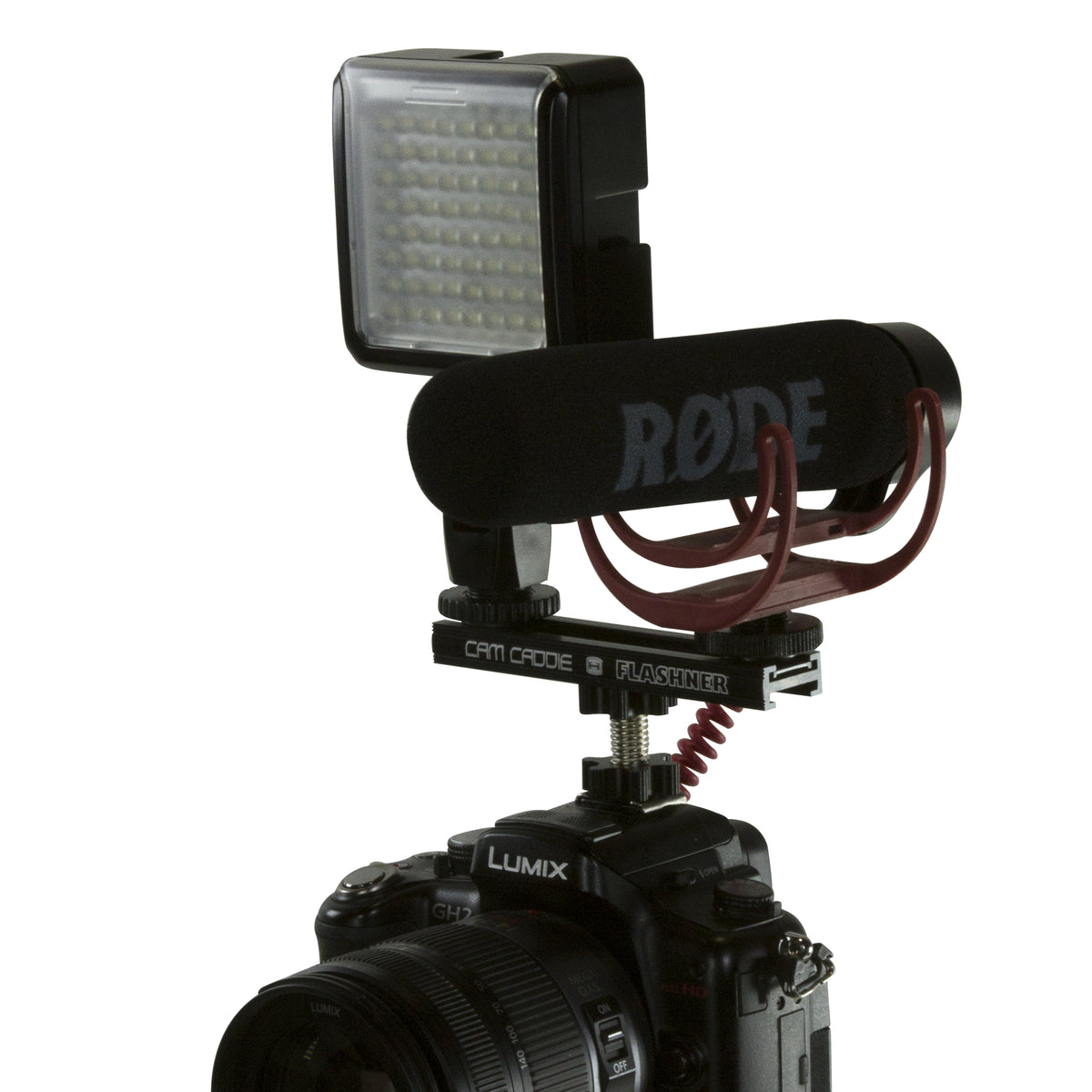 Cam Caddie 4 Inch Flashner Kit - Flash Shoe Extension Bracket for DSLR and Mirrorless Cameras - Cam Caddie - The Original Universal Stabilizing Camera Handle