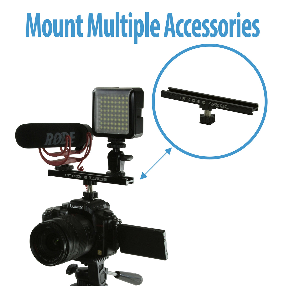 Cam Caddie 6 Inch Flashner Kit - Flash Shoe Extension Bracket for DSLR and Mirrorless Cameras - Cam Caddie - The Original Universal Stabilizing Camera Handle