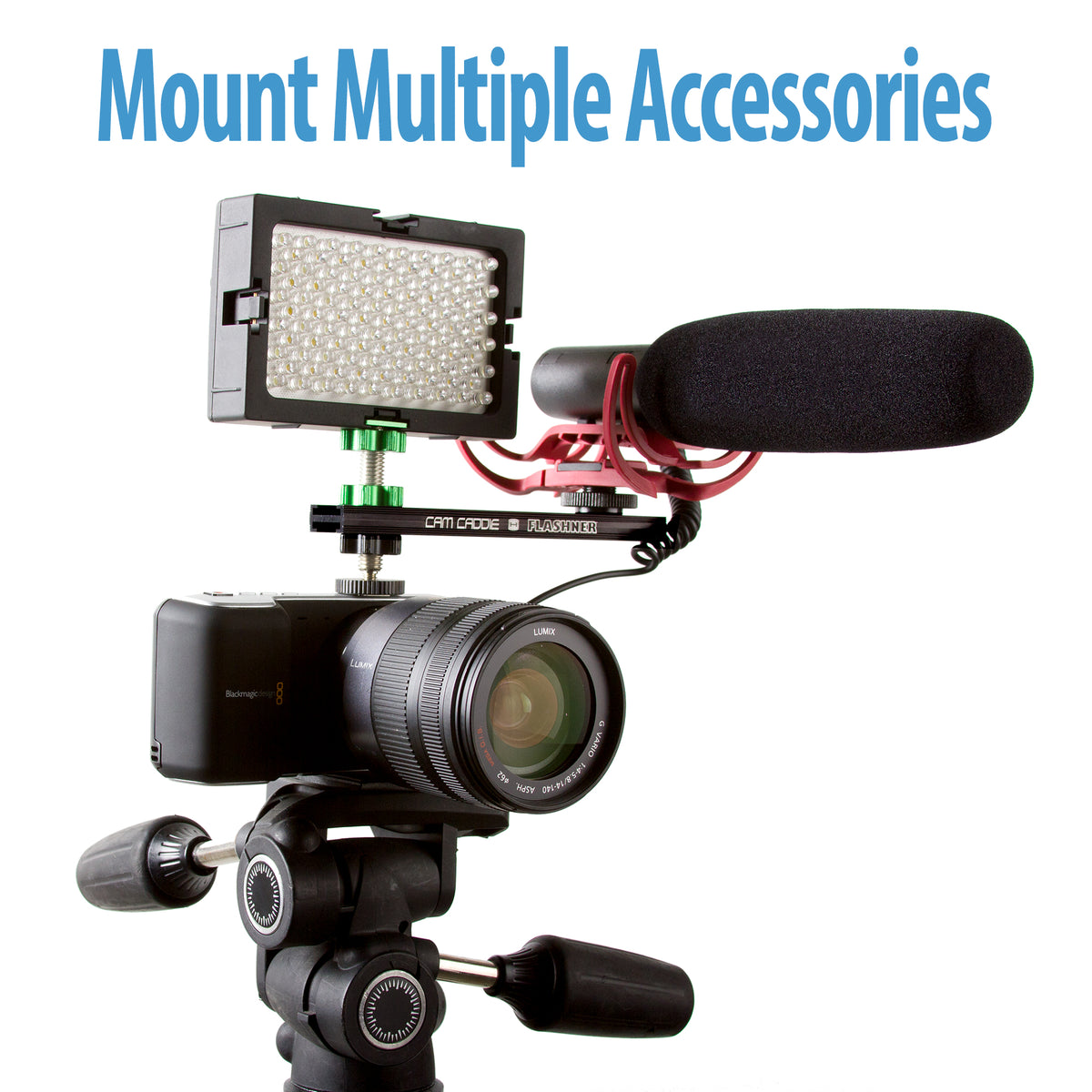 Cam Caddie 6 Inch 1/4”-20 Flashner Kit - Dual Sided Camera Flash Shoe Extension Bracket - Cam Caddie - The Original Universal Stabilizing Camera Handle