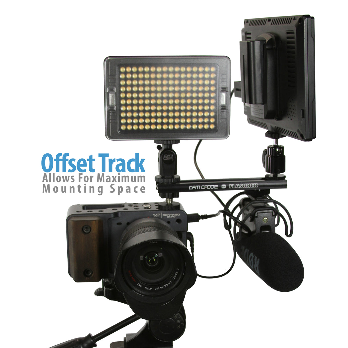 Cam Caddie 6 Inch 1/4”-20 Flashner Kit - Dual Sided Camera Flash Shoe Extension Bracket - Cam Caddie - The Original Universal Stabilizing Camera Handle