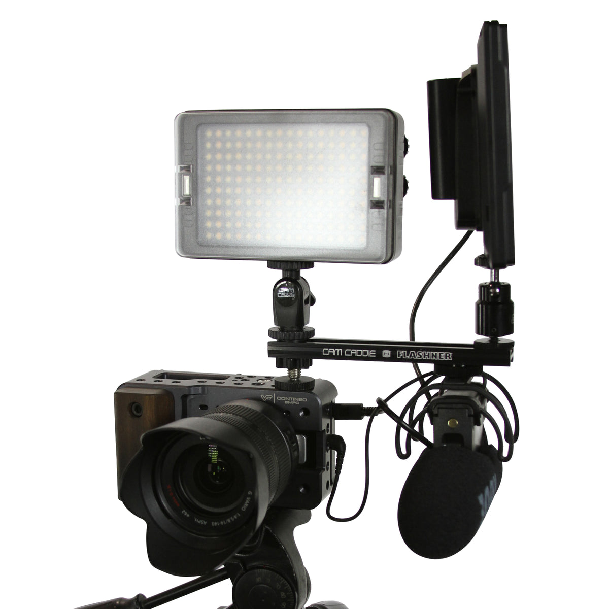 Cam Caddie 6 Inch 1/4”-20 Flashner Kit - Dual Sided Camera Flash Shoe Extension Bracket - Cam Caddie - The Original Universal Stabilizing Camera Handle