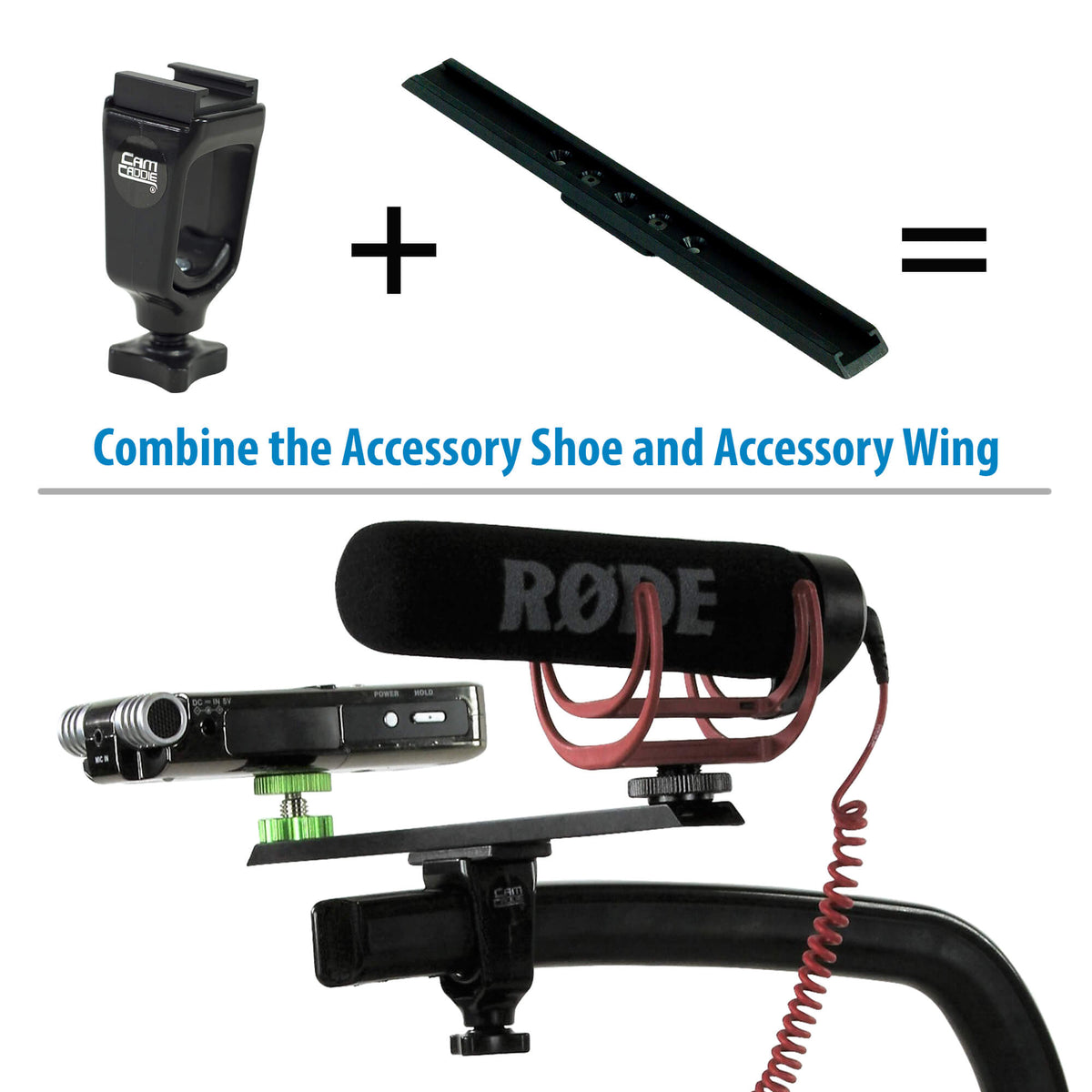 Adjustable Cold Shoe Accessory Mount for DSLR and RODE VideoMic Go Mic