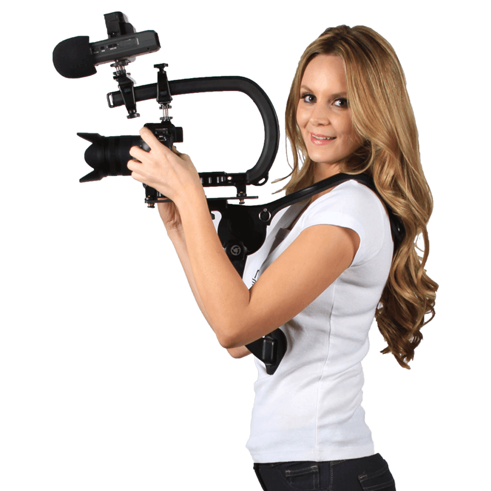 Video Mount held by Jessica Kinni Cam Caddie Scorpion EX Shoulder Support Kit.