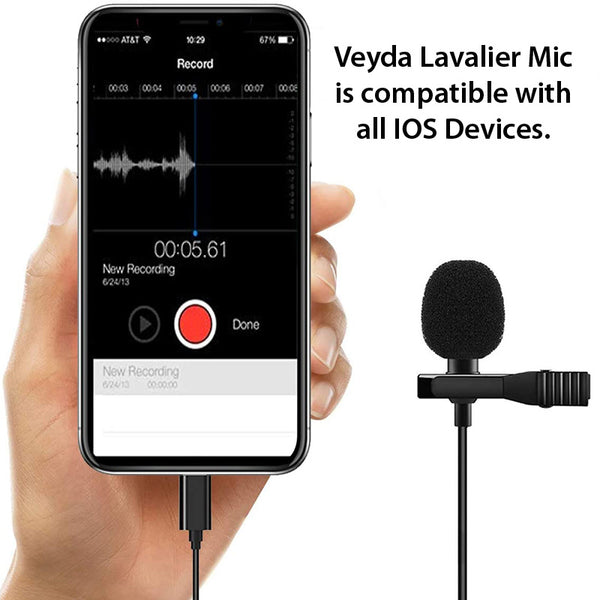 iPHONE LAVALIER MICROPHONE Lightning Cable Mic Plug Play Connection