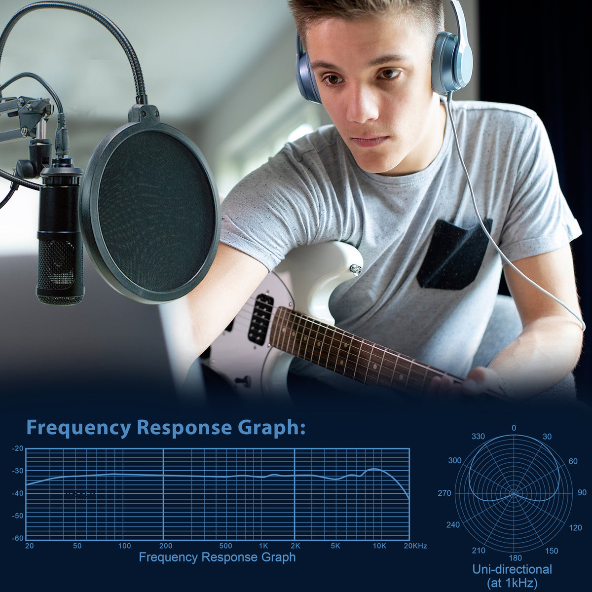 VEYDA USB Condenser Microphone - Professional Grade Plug &amp; Play Desktop Cardioid Condenser Mic with Boom Arm and Shock Mount for Home Studios/Podcast - CamCaddie.com