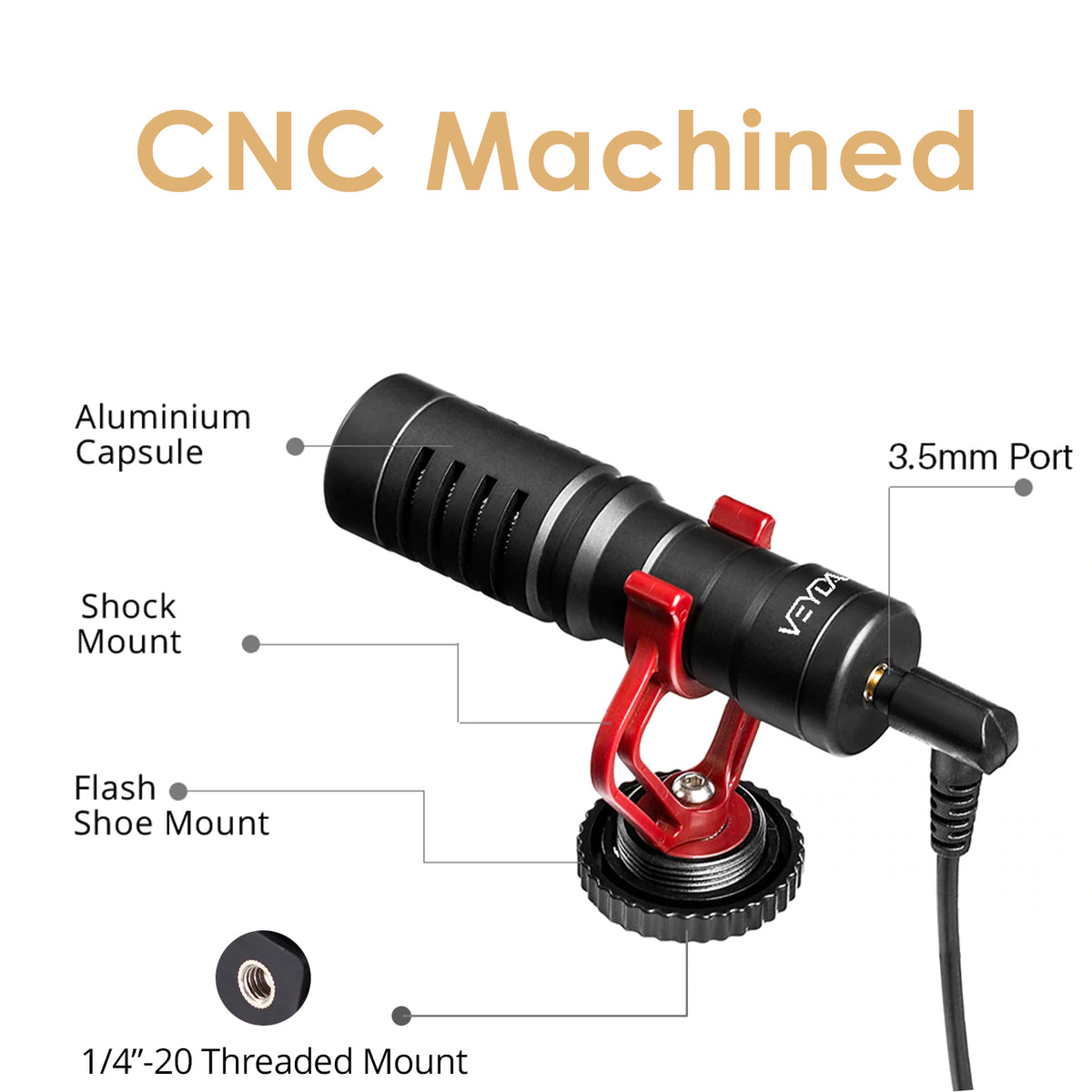 VEYDA VD-SG1 Universal Shotgun Microphone - CamCaddie.com